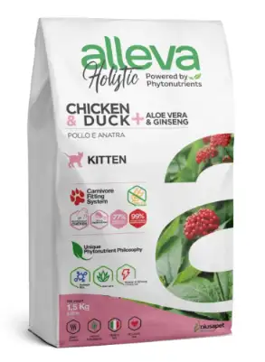 Купить alleva holistic kitten сухой корм для котят с курицей, уткой, алоэ вера и женьшенем