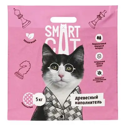 Купить smart cat древесный наполнитель для кошек (пеллеты 8 мм)