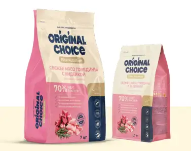 ORIGINAL CHOICE сухой корм для взрослых собак мелких пород со свежим мясом говядины и с индейкой