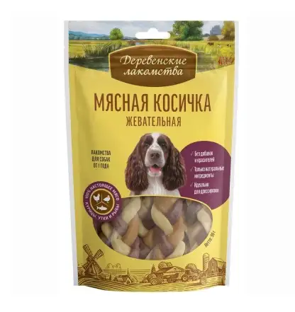 Купить Деревенские Лакомства лакомство для собак Мясная косичка