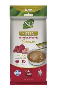 Купить farmina n&d prime cat cream лакомство для котят, беременных и кормящих кошек, крем-суп с курицей и тунцом