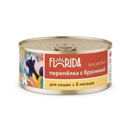 Купить florida консервы для взрослых кошек с перепелом и брусникой