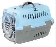 СКИДКА Pet Star Standard Переноска для собак и кошек серо-голубая пластмассовая дверца