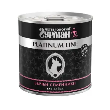 Четвероногий Гурман Platinum Line консервы для взрослых собак всех пород с бычьими семенниками в желе
