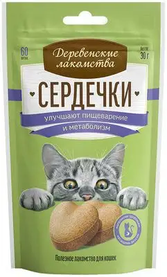 Купить Деревенские лакомства для кошек сердечки для улучшения пищеварения и метаболизма