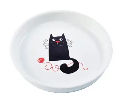 Mr.Kranch миска керамическая для кошек, белая, с кошкой