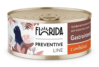 Florida Preventive Line Gastrointestinal консервы для кошек при расстройствах пищеварения с индейкой.