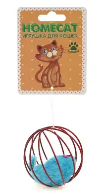 Homecat игрушка для кошек мышка в проволочном шаре