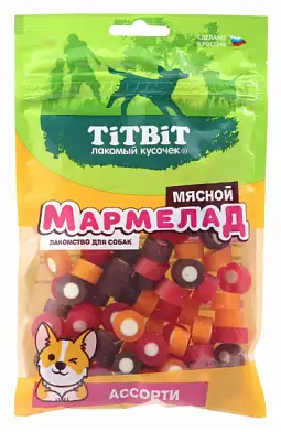 TiTBiT лакомство для собак Мармелад мясной ассорти 