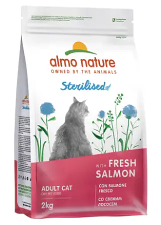 Купить almo nature sterilised fresh salmon сухой корм для взрослых стерилизованных кошек со свежим лососем 
