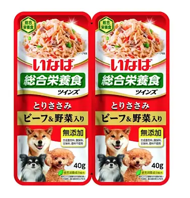 INABA Twins пауч для собак Куриное филе с овощами и говядиной в желе