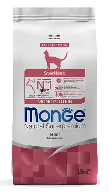 Monge Cat Speciality Line Monoprotein Sterilised Сухой корм для стерилизованных кошек, из говядины