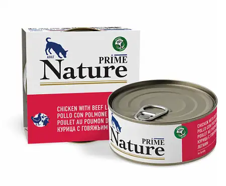 Купить prime nature Консервы для собак курица с говяжьим легким в бульоне