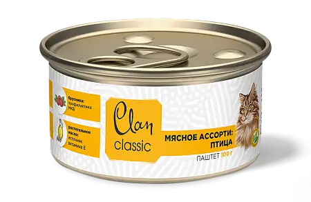 Купить clan classic консервы для кошек «мясное ассорти с птицей»