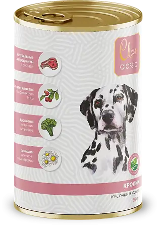 Купить clan classic консервы для собак кусочки в соусе с кроликом