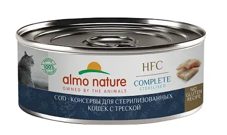 Купить almo nature (hfc, complete sterilised, cod) консервы для стерилизованных кошек с треской в бульоне