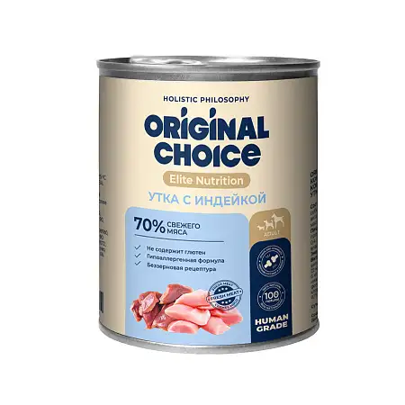 Купить original choice elite nutrition adult консервы для собак утка с индейкой