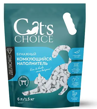 Купить cat's choice Бумажный комкующийся наполнитель для кошек с цветовым индикатором комка