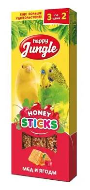 Happy Jungle лакомство для птиц палочки с медом и ягодами 