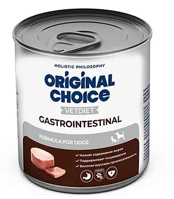 ORIGINAL CHOICE VETDIET Gastrointestinal консервы диетическое полнорационное питание для собак профилактика болезней ЖКТ