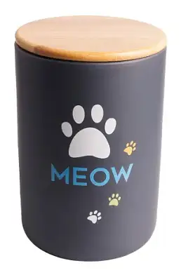 Mr.Kranch MEOW бокс керамический для хранения корма для кошек, черный