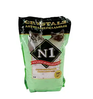 N1 впитывающий силикагелевый для кошек Crystals антибактериальный