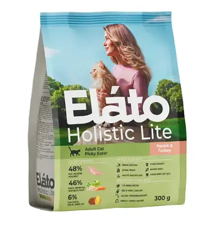 Купить elato holistic lite сухой корм для привередливых взрослых кошек, с кроликом и индейкой