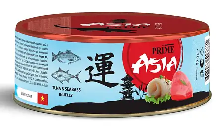 Купить prime asia влажный корм для взрослых кошек тунец с сибасом в желе (банка)