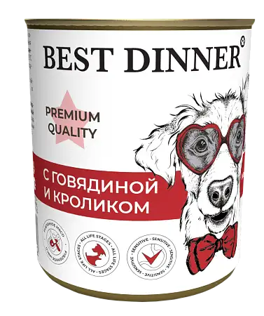 Купить best dinner premium Меню №3 консервы для собак и щенков с говядиной и кроликом