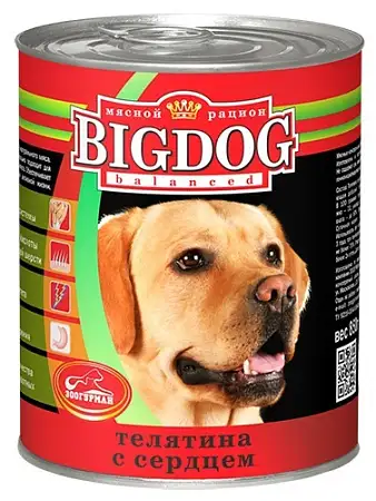 Купить Зоогурман консервы для собак "big dog" телятина с сердцем