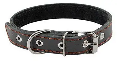 Homepet ошейник для собак кожаный простой простроченный черный