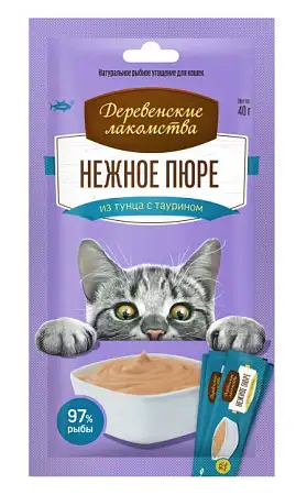 Купить Деревенские лакомства для кошек нежное пюре из тунца