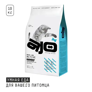 AJO Basic Line Active Сухой корм для взрослых активных кошек с индейкой