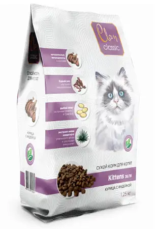 Купить clan classic kittens -36/19 сухой корм для котят, курица с индейкой