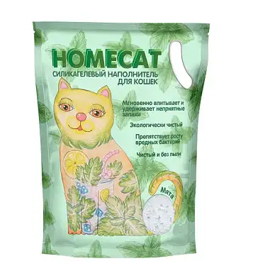 Homecat силикагелевый наполнитель для кошек с ароматом Мята
