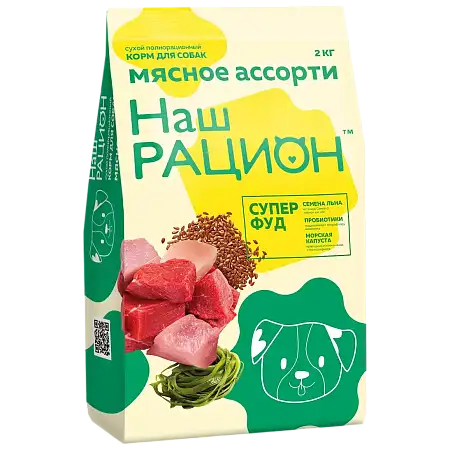 Купить Наш Рацион сухой корм для взрослых собак всех пород мясное ассорти