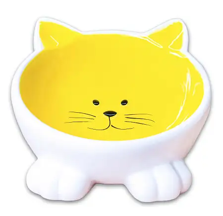 Купить mr.kranch Мордочка кошки миска керамическая на ножках для кошек, желтая