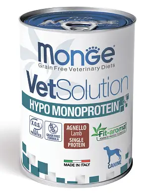 Monge VetSolution Dog Hypo Monoprotein Lamb консервы для взрослых собак всех пород с ягненком для снижения реакции пищевой непереносимости