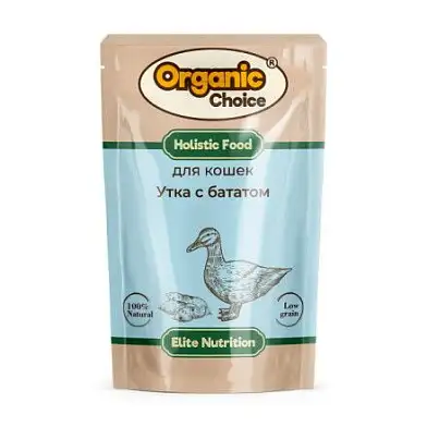 Organic Сhoice Elite Nutrition влажный корм для кошек с уткой и бататом в соусе (пауч)